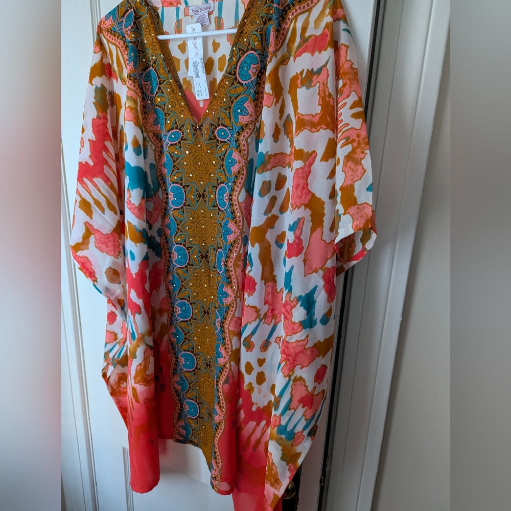 NWT Royal Paisley Kaftan/Poncho